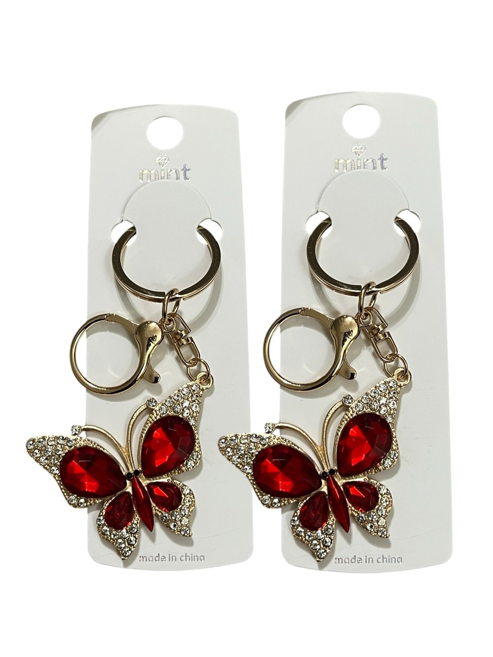 2pc Rhinestone Butterfly‎ Bag Charm/Keychain
